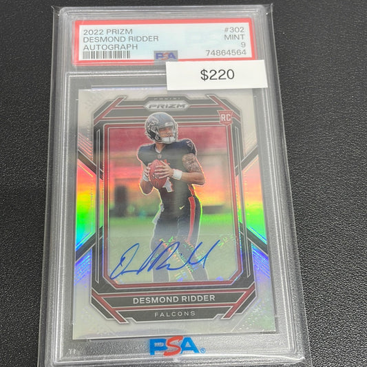 2022 NFL Panini Prizm Silver Desmond Ridder Auto PSA 9