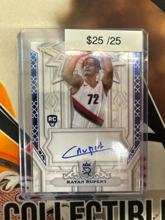 2024 Topps Royalty Basketball Rayan Rupert Pursuit Of Greatness Autograph Rookie Blue Refractor /25