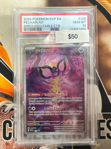 2024 Pokemon Promo Pecharunt Shrouded Fable ETB 129 PSA 10