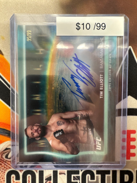 2025 Topps Midnight UFC Tim Elliott Horizon Signatures Aqua Refractor /99