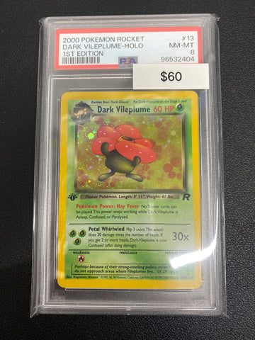 Pokémon 1st Edition Team Rocket Dark Vileplume Holo PSA 8