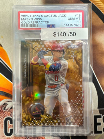 2025 Topps Chrome X Cactus Jack MLB Mason Winn Gold Refractor /50 PSA 10