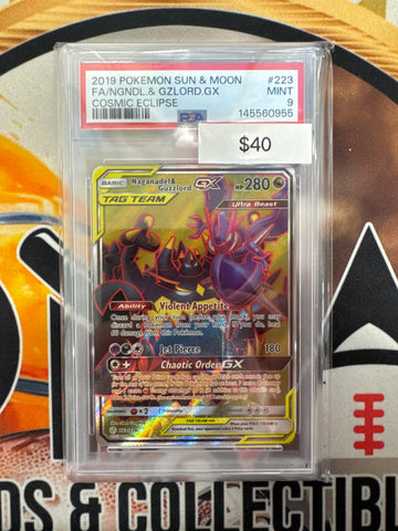 Pokémon Naganadel & Guzzlord GX 223/236 PSA 9