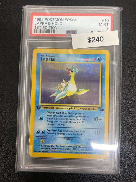 Pokémon 1st Edition Fossil Lapras Holo PSA 9