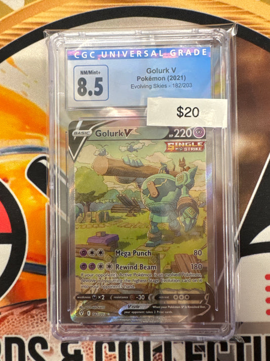 2021 Pokémon Golurk V Evolving Skies 182/203 CGC 8.5