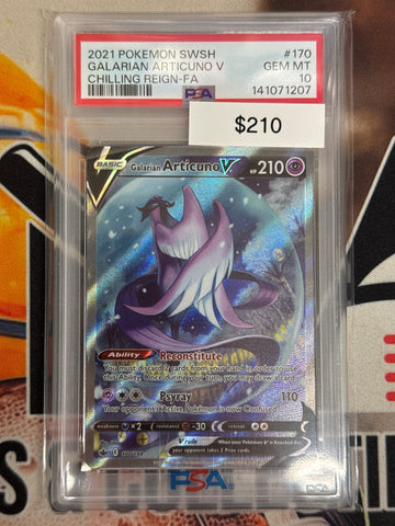 Pokémon Galarian Articuno V Alternate Art Chilling Reign 170/198 PSA 10