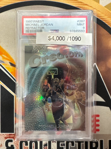 1997 Topps Finest Basketball Michael Jordan Creators Refractor /1090 PSA 9