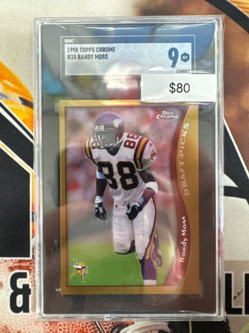 1998 Topps Chrome Football Randy Moss Draft Picks SGC 9