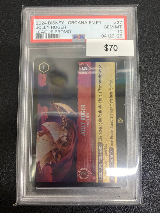 Disney Lorcana P1 League Promo Jolly Rodger PSA 10