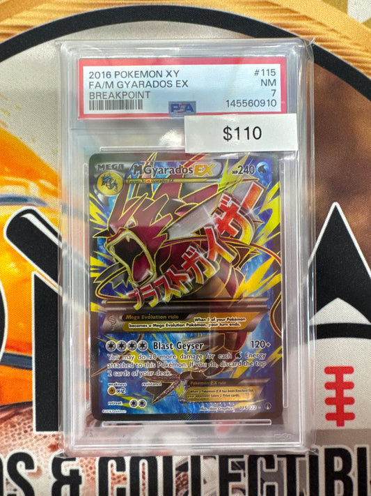 2016 Pokemon XY Full Art M Gyarados Ex 115/122 Breakpoint PSA 7