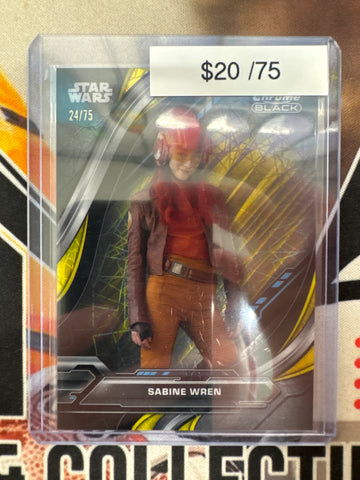 2025 Topps Chrome Black Star Wars Sabine Wren Yellow Laser Refractor /75