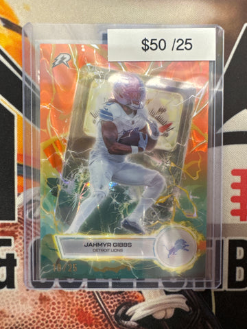 2026 Topps Resurgence NFL Jahmyr Gibbs Voltaic Orange Raywave Refractor /25