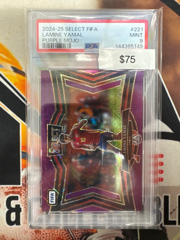 2024-25 Panini Select FIFA Lamine Yamal Purple Mojo Prizm PSA 9