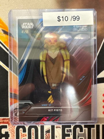 2025 Topps Chrome Black Star Wars Kit Fisto Red & Blue Refractor /99