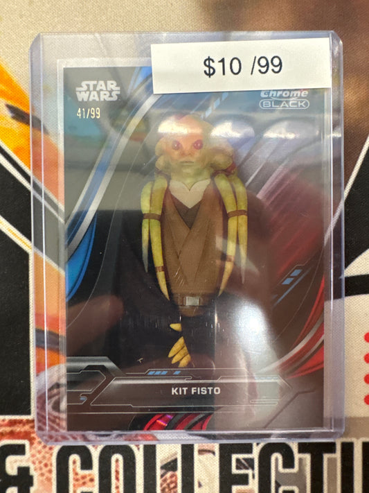 2025 Topps Chrome Black Star Wars Kit Fisto Red & Blue Refractor /99
