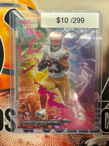 2026 Topps Resurgence NFL Christian McCaffrey Circuit Breakers Magenta Surge Refractor /299