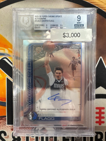 2025-26 Topps Chrome Update NBA Cooper Flagg Rookie Autograph BGS 9 Autograph 10