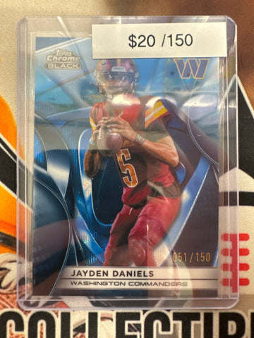 2025 Topps Chrome Black NFL Jayden Daniels Blue Wave Refractor /150