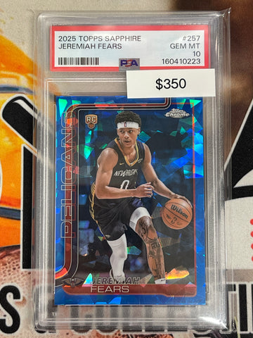 2025-26 Topps Chrome Sapphire Basketball Jeremiah Fears PSA 10