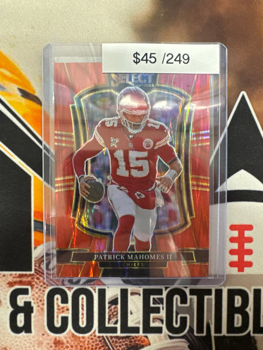 2025 Panini Select NFL Patrick Mahomes II Red Wave Prizm /249