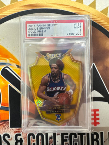 2014 Panini Select NBA Julius Erving Die-Cut Gold Prizm /10 PSA 9