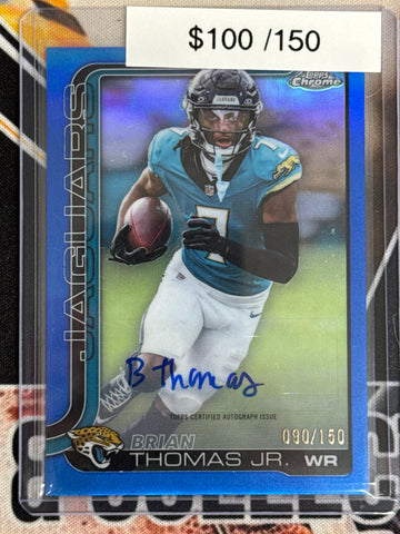 2025 Topps Chrome Football Brian Thomas Jr. Blue Refractor Auto /150
