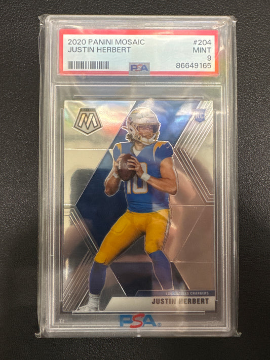 2020 Panini Mosaic Justin Herbert Rookie PSA 9