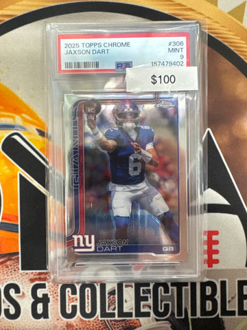 2025 Topps Chrome NFL Jaxson Dart Rookie PSA 9