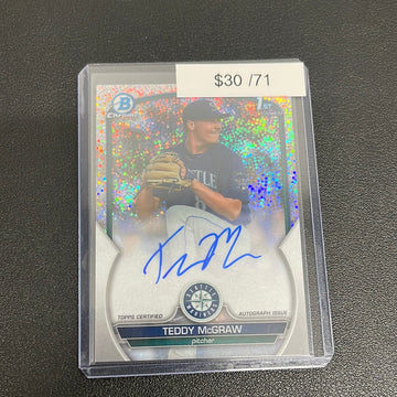 2023 MLB Bowman Chrome Draft Teddy McGraw Speckle 1st Bowman Auto /71