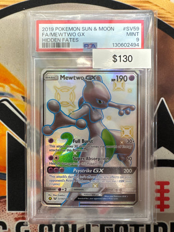 Pokémon Mewtwo GX Shiny Full Art Hidden Fates Shiny Vault SV59/SV94 PSA 9