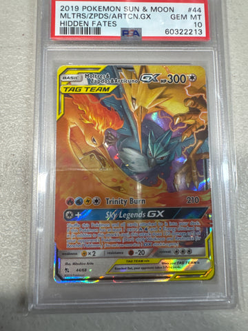 Pokemon Moltres Zapdos & Articuno GX 44/68 PSA 10