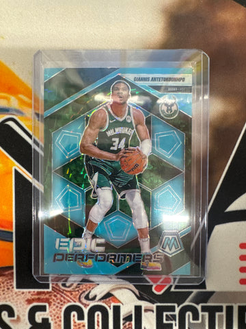 2024-25 Panini Mosaic NBA Giannis Antetokounmpo Epic Performers Light Blue Mosaic /30