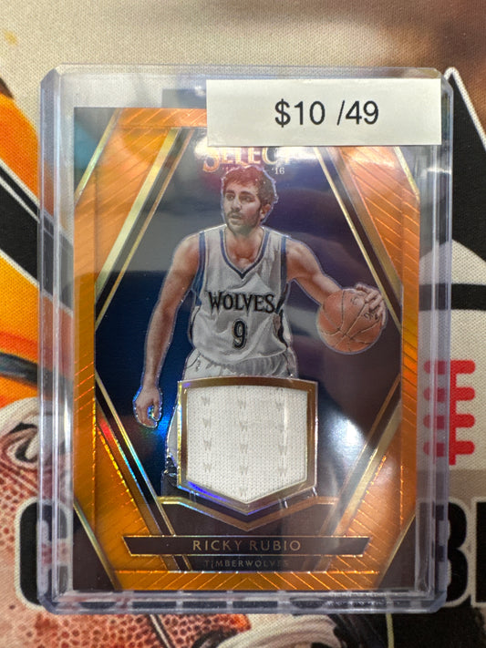 2015-16 Panini Select NBA Ricky Rubio Relic Orange Prizm /49