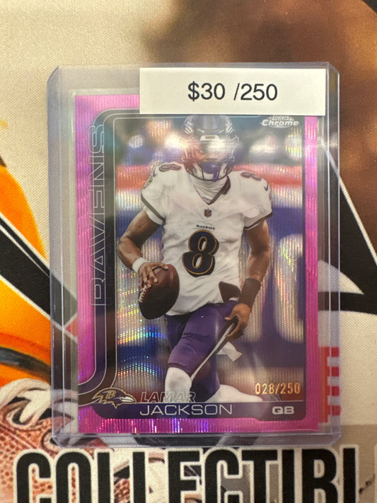 2025 Topps Chrome NFL Lamar Jackson Pink Wave Refractor /250