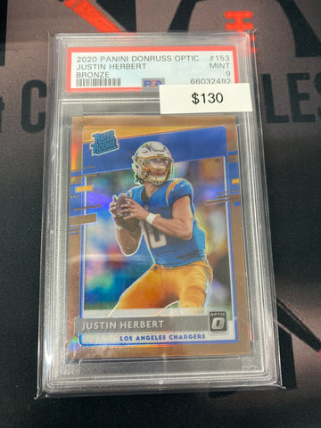 2020 NFL Donruss Optic Justin Herbert Bronze Rated Rookie PSA 9