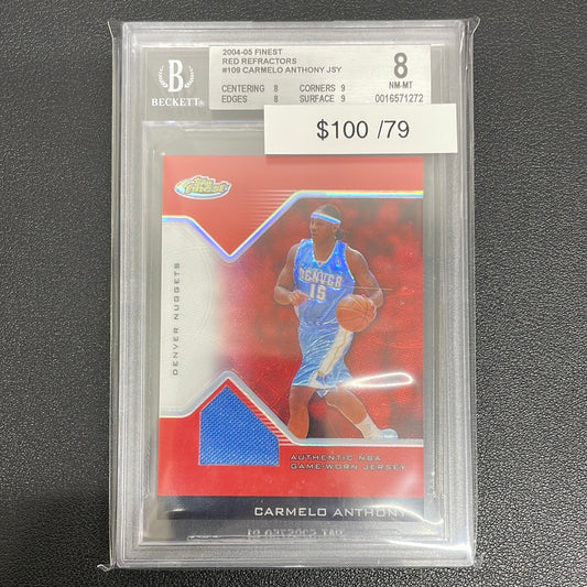 2004-05 Topps Finest Carmelo Anthony Red Refractor Patch /79