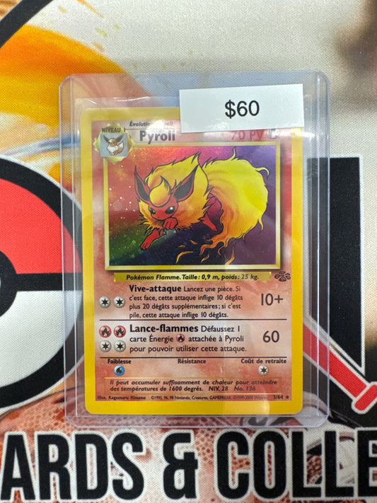 Pokémon Flareon “Pyroli” French Jungle 3/64 Holo LP
