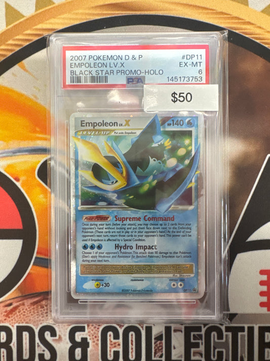 2007 Pokemon D & P Empoleon Lv. X DP11 Black Star Promo Holo PSA 6