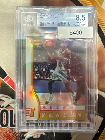 1996-97 Bowman’s Best MLB Allen Iverson Rookie Refractor BGS 8.5