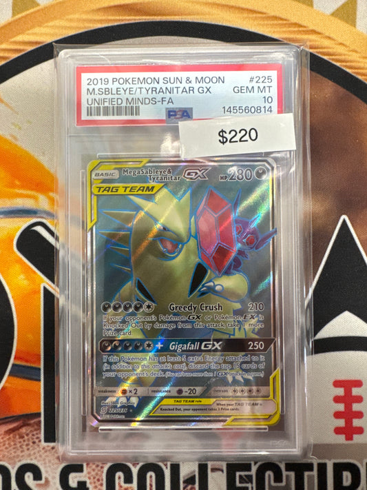 Pokémon MegaSableye & Tyranitar GX Unified Minds 225/236 PSA 10