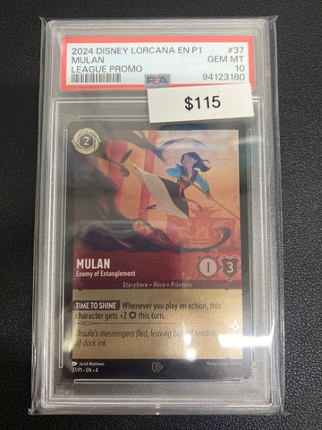 Disney Lorcana P1 League Promo Mulan PSA 10