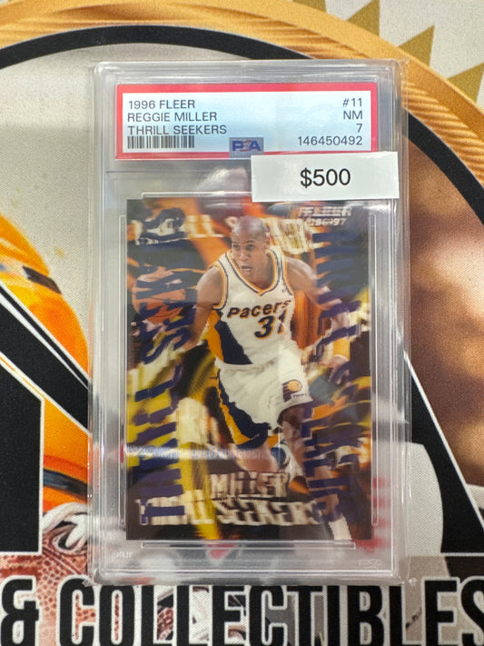 1996 Fleer Ultra NBA Reggie Miller Thrill Seekers PSA 7