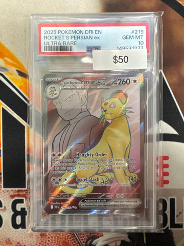 Pokémon Rocket’s Persian EX 219/182 Ultra Rare Destined Rivals PSA 10