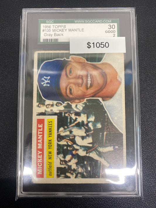 1956 Topps Mickey Mantle Gray Back SGC 2