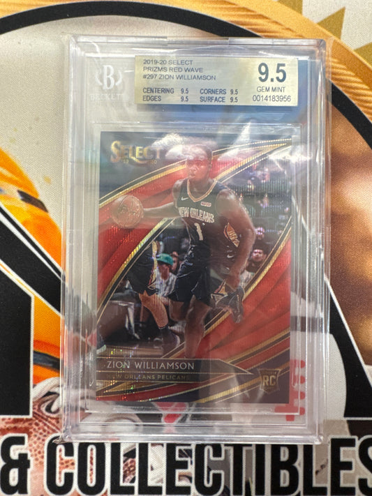 2019-20 Panini Select NBA Zion Williamson Rookie Prizm Red Wave BGS 9.5