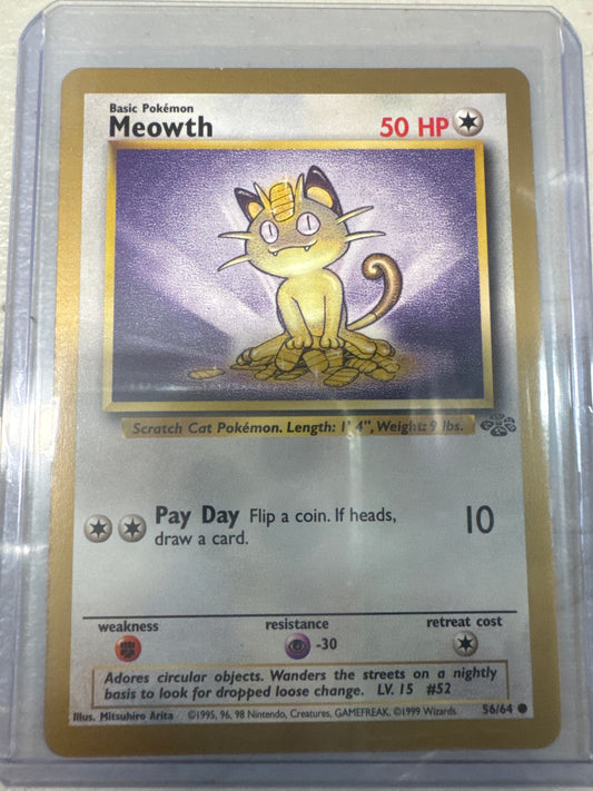 Pokemon Meowth 56/64 Gold Bordered Promo