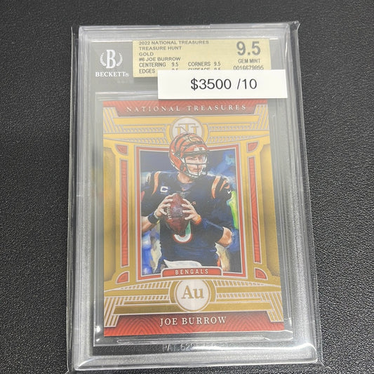 2022 NFL National Treasures Joe Burrow Treasure Hunt Gold /10 BGS 9.5