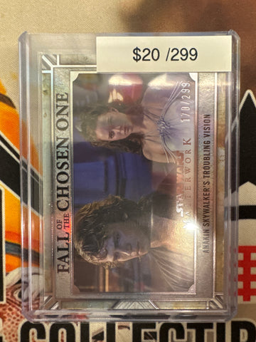 2025 Topps Star Wars Masterwork Fall Of The Chosen One Anakin Skywalker’s Troubling Vision Refractor /299