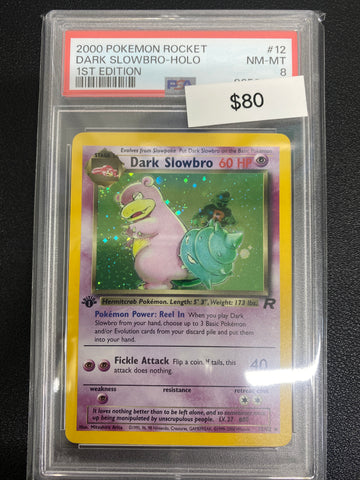 Pokémon 1st Edition Team Rocket Dark Slowbro Holo PSA 8