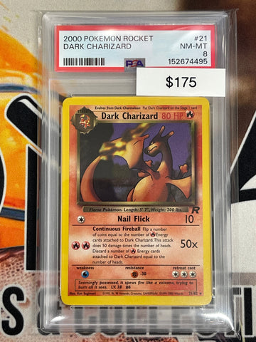 Pokémon Dark Charizard Non-Holo Team Rocket 21/82 PSA 8